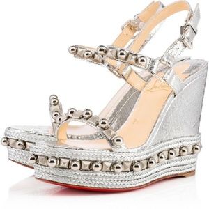 Christian Louboutin Cataconico 120 Silver Lame 39